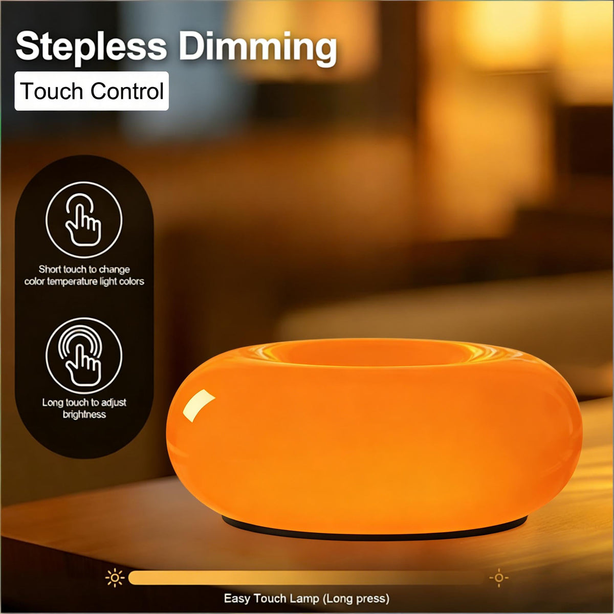 MIXL - Orange Donut Table Lamp,Dount Light Lamp Ambient Lighitng,Aesthetic Touch Table Lamps,Modern Cute Desk Lamps for Living Room Bedroom
