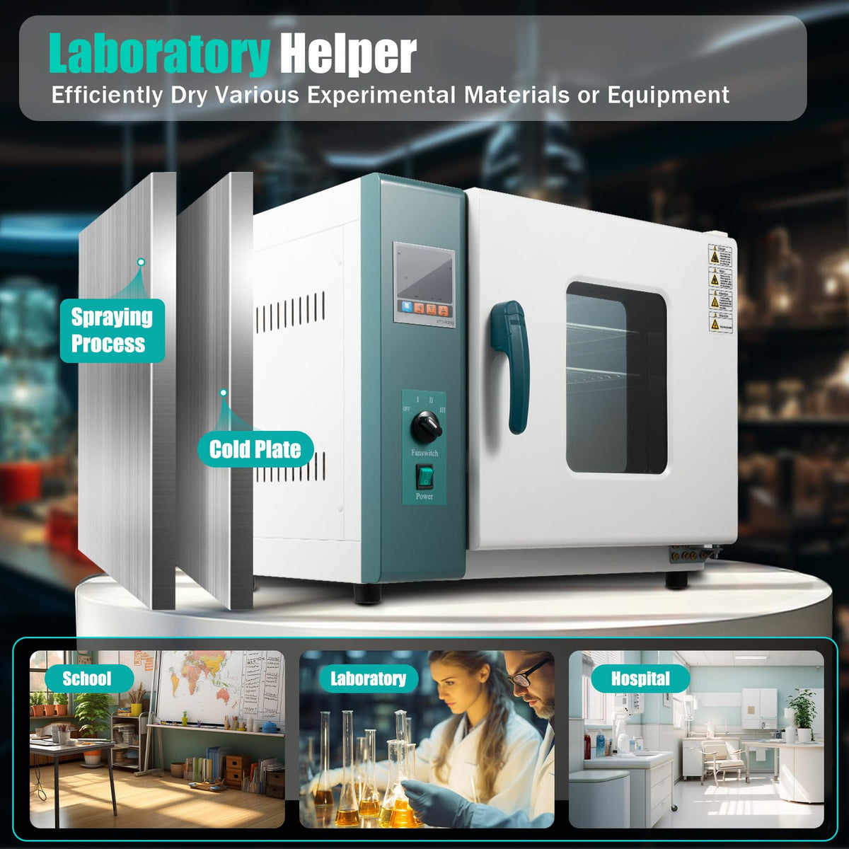 Industrial Drying Oven 1000w - Digital Blast Lab Oven, 12 Gal Capacity, with Forced Air Convection, Constant Temperature Control, 110v Electric Heating, for Laboratory, Industrial Use