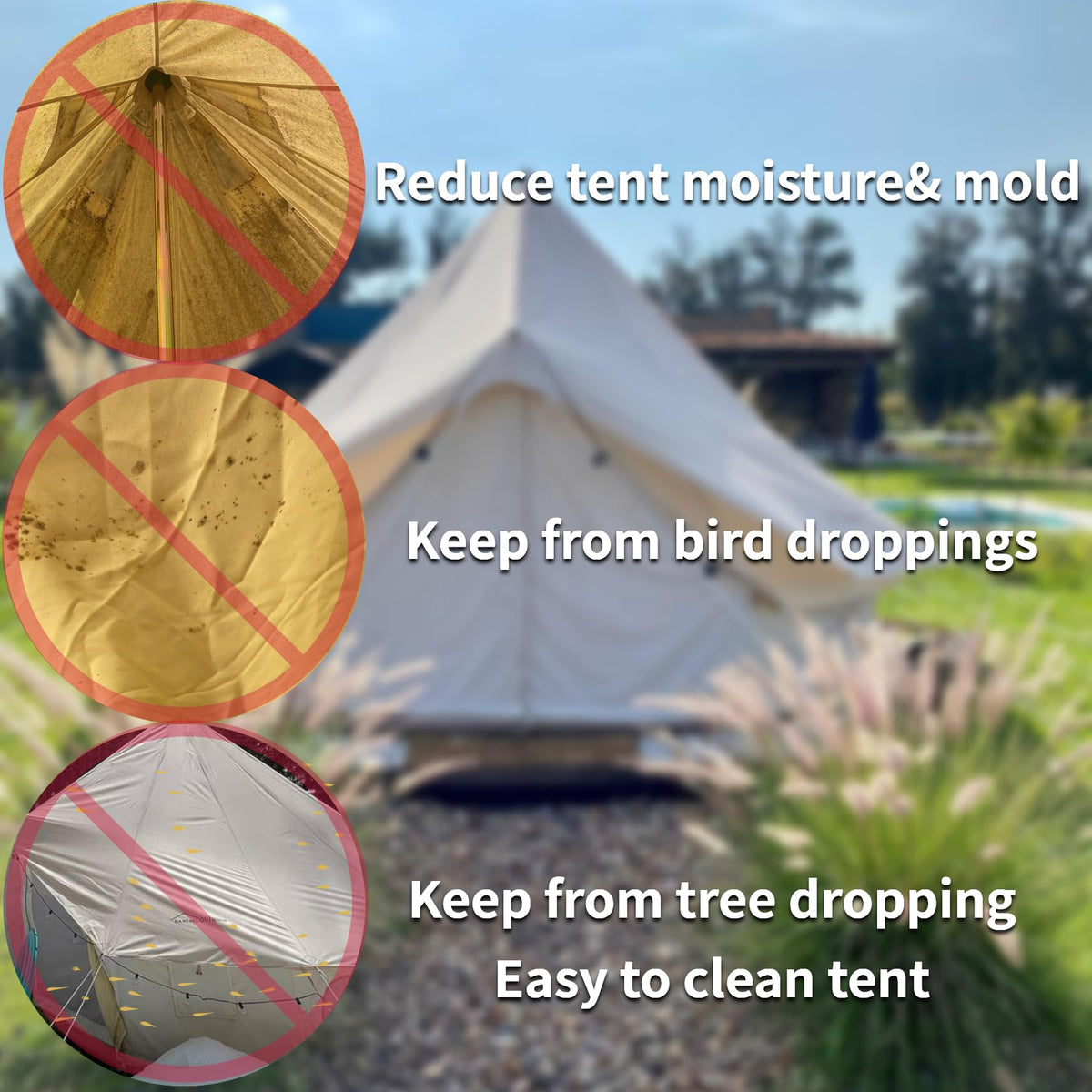 DANCHEL OUTDOOR Waterproof Rain Fly for Bell Tent, 4 Season Yurt Tent Rain Cover Protector Tarp Glamping Gears, PU5000mm Lightweight Oxford Polyester, Beige 4m/13ft