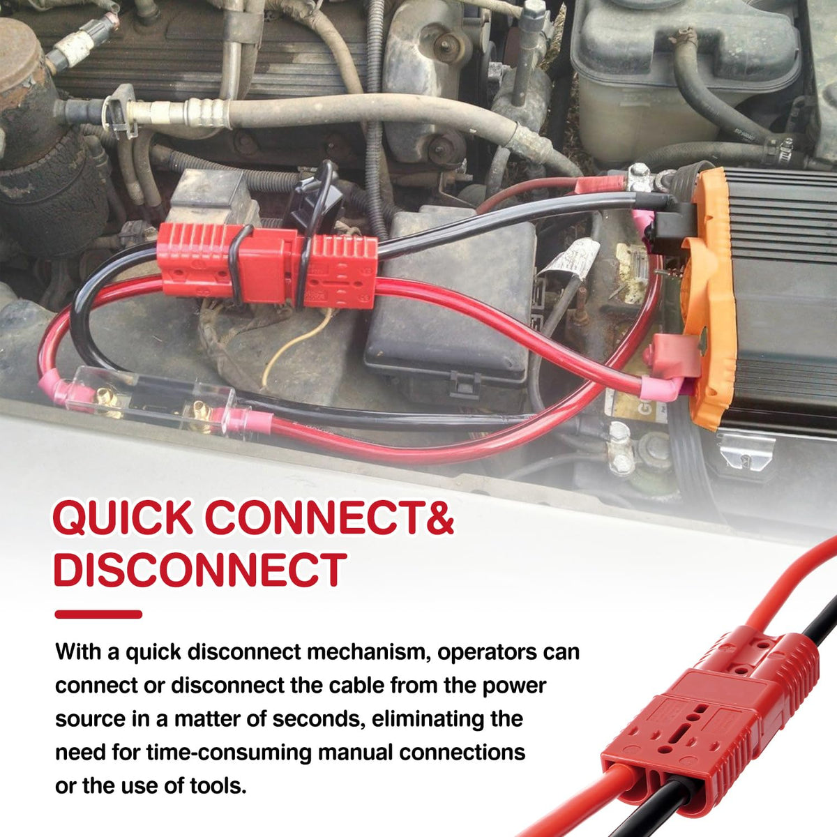 Venussar 24 FT Quick Disconnect Winch Power Cable, 2 Gauge 2 AWG Copper Wiring, Heavy Duty Quick Disconnect Cables
