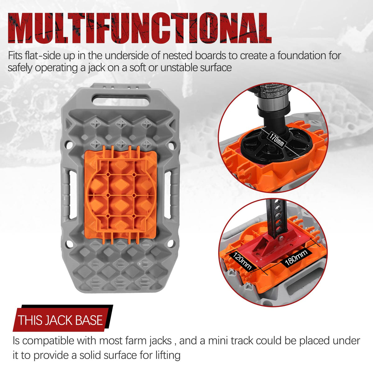 BUNKER INDUST Offroad Traction Boards with Jack Base + 3/4in×20ft Kinetic Recovery Rope with 2 Soft Shackles Kit
