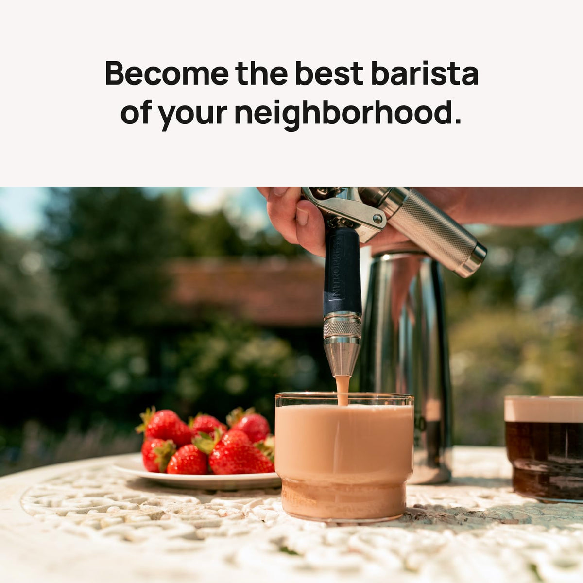 Original NitroPress - Nitro Cold Brew Coffee Maker | Portable Nitrogen Infuser for Smooth Nitro Drinks, Cold Brew, Cocktails & Tea at Home or On the Go | Uses N2 Cartridges | Stainless Steel Design