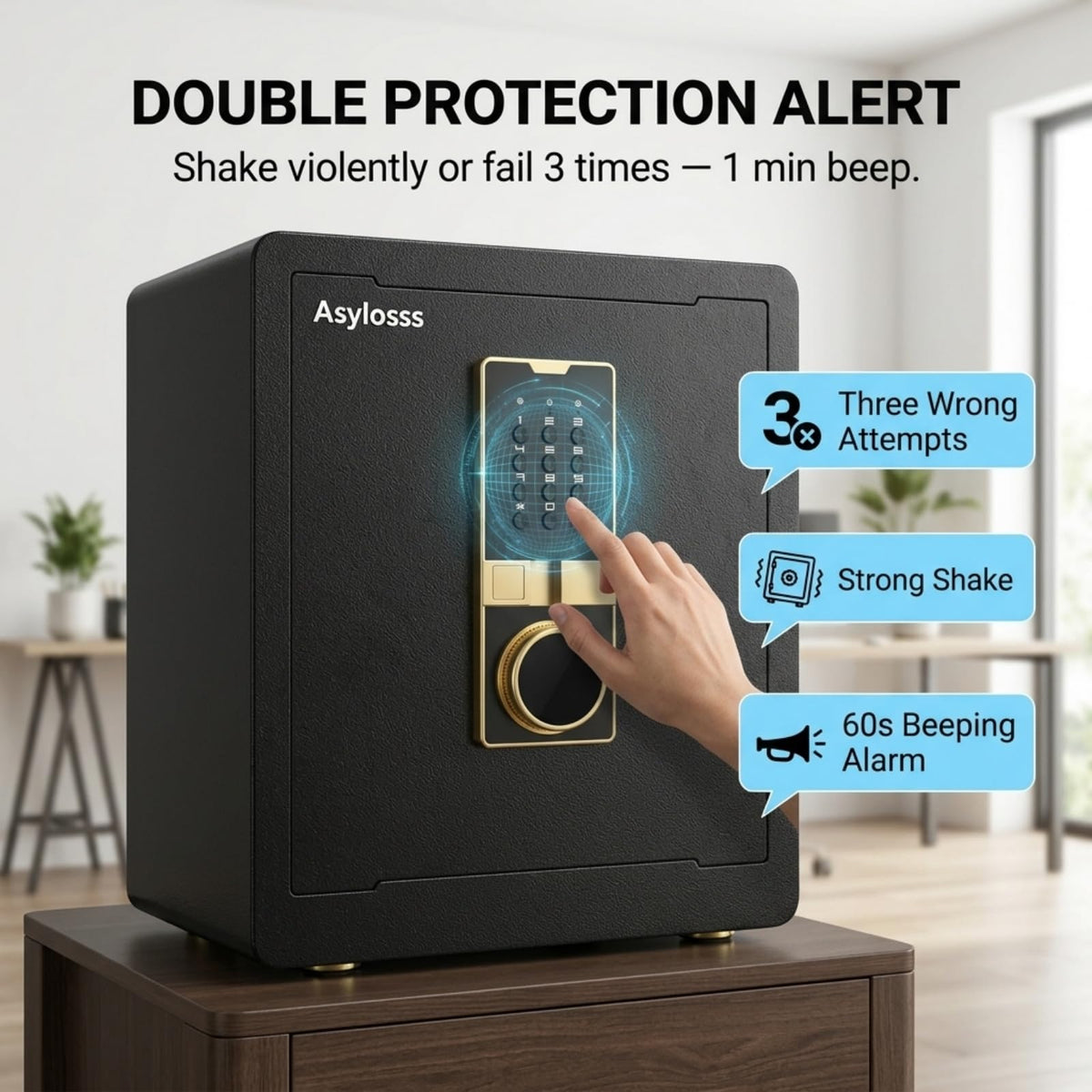 Asylosss 17.5" Tall Safe Box, 1.8 Cuft Fireproof Safe for Home with Hidden Lock Box, Anti-Theft Security Safe with Programmable Keypad Spare Keys, Digital Safety Box for Money Jewelry Documents