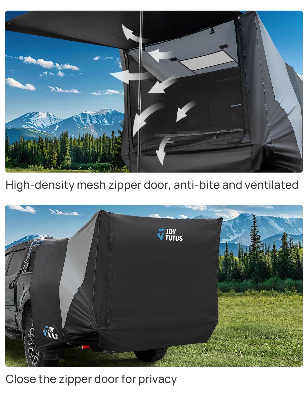 JOYTUTUS Full-Size Truck Tent with Awning and Truck Bed Soft Topper Camper Shell for F150 2015-2025 with 5.5ft Bed