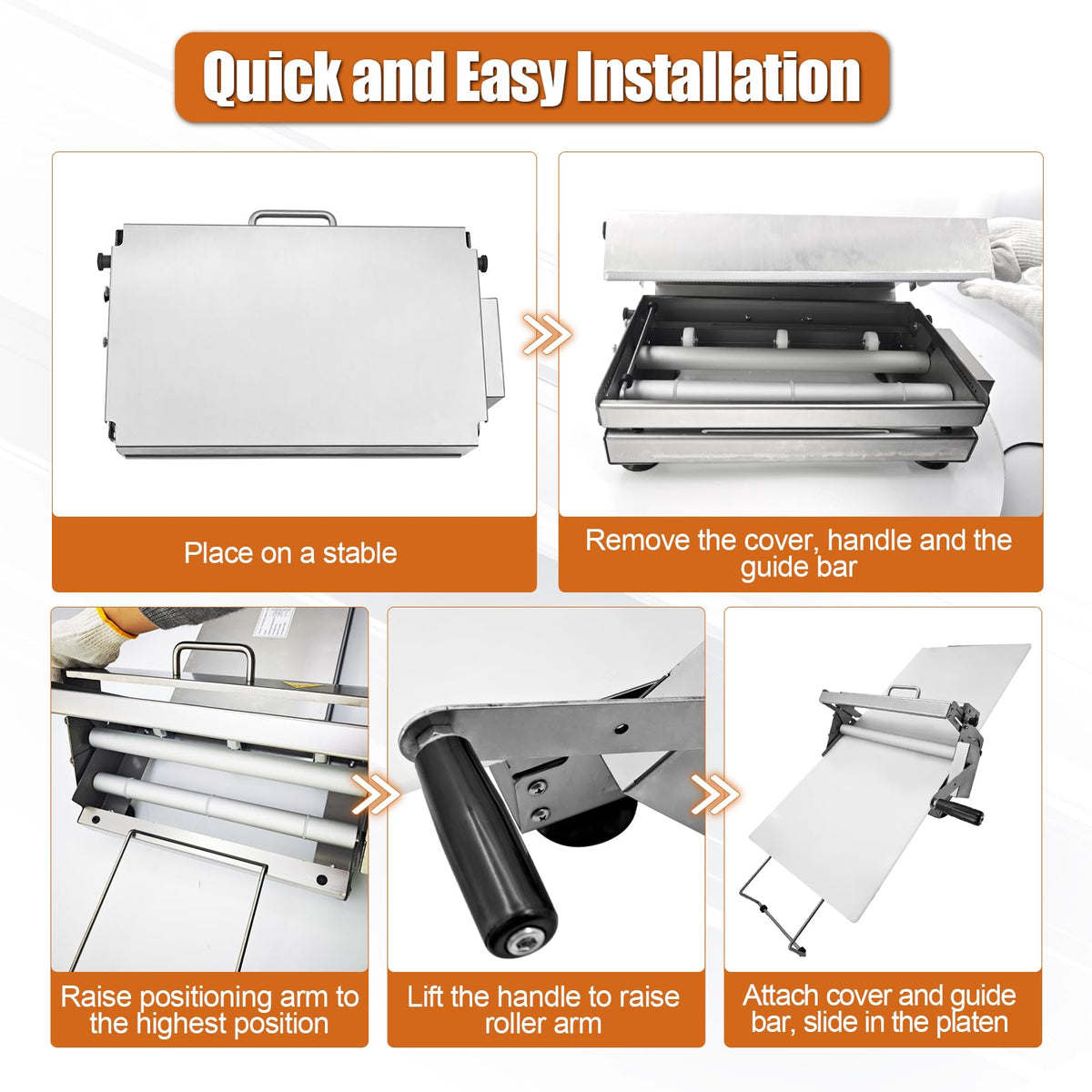 12" Folding Dough Sheeter with Sheeter Board, Stainless Steel Manual Dough Roller Machine, Compact Dough Sheeter, Adjustable Thickness Settings for Bread Marzipan and Puff Pastry (Type A300)