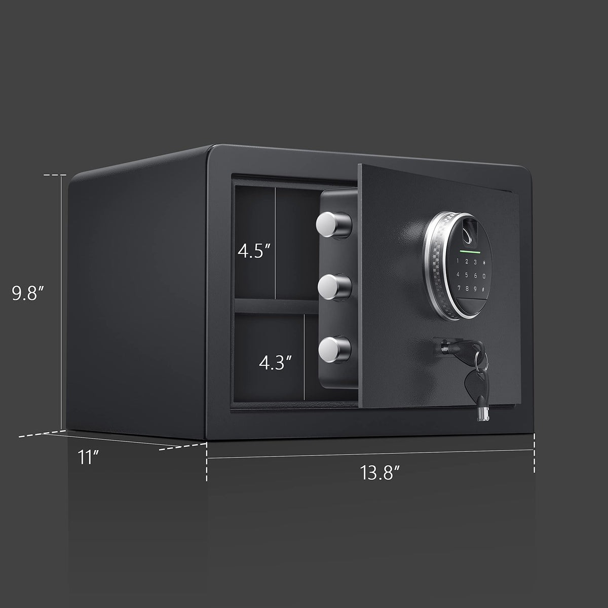 Biometric Digital Security Home Safe, Safes for Home Storage Cash Jewelry and Valuables,1.0 Cubic Feet Gun Use Storage Small Fingerprint Safe Box. (No fireproof bag, 9.8”H X 13.8”W X 11”D)