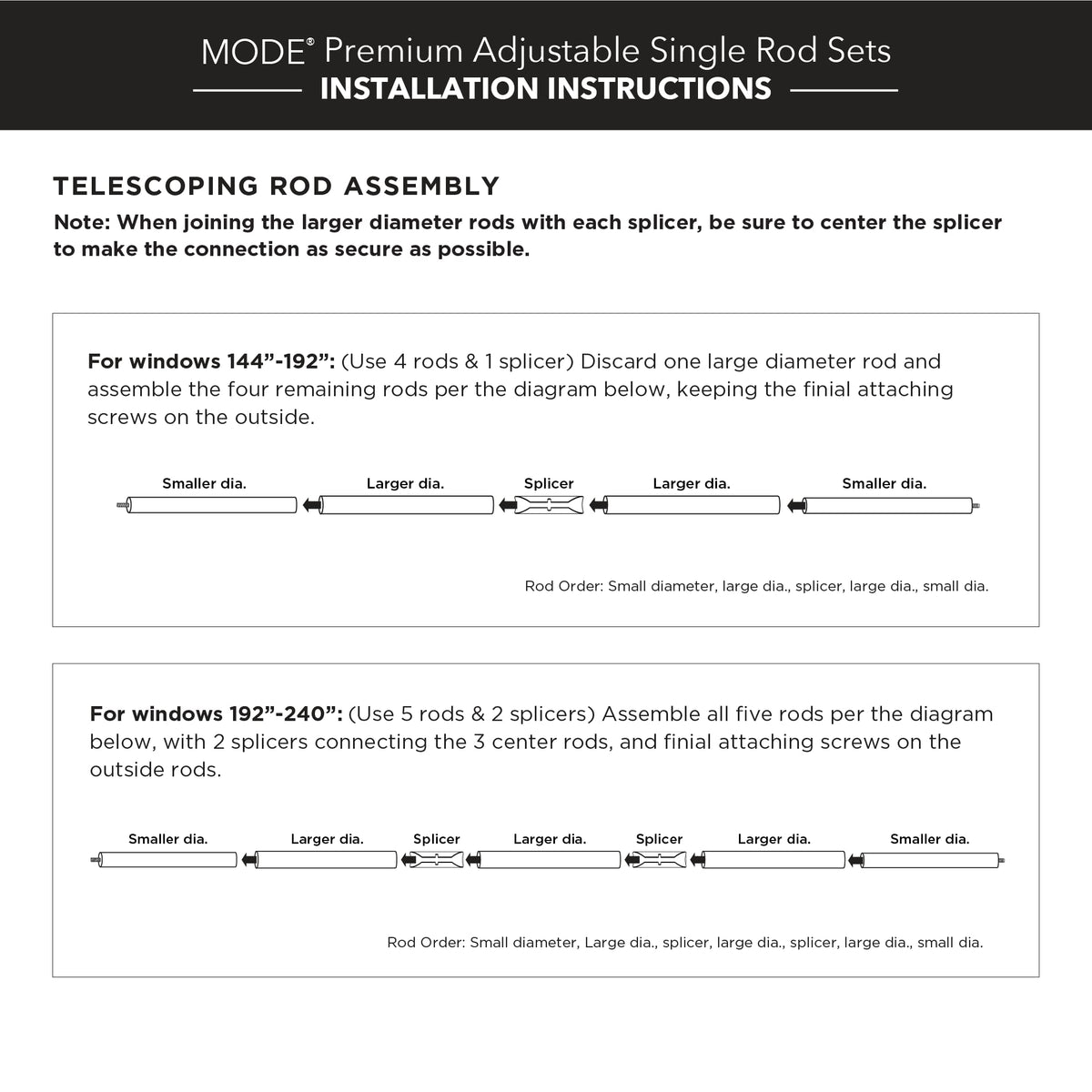 MODE Premium Collection Single Curtain Rod Set with Cylinder finials - 144 to 240 in, Warm Gold