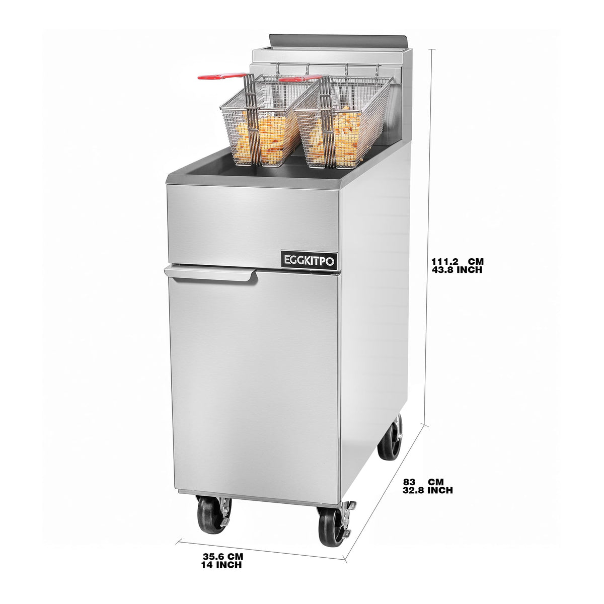 EGGKITPO ECF4-NG 50LB 120,000 BTU Natural Gas Fryer and 29 Inch Large Countertop Griddle Commercial Electric Griddle (120v 3500w)