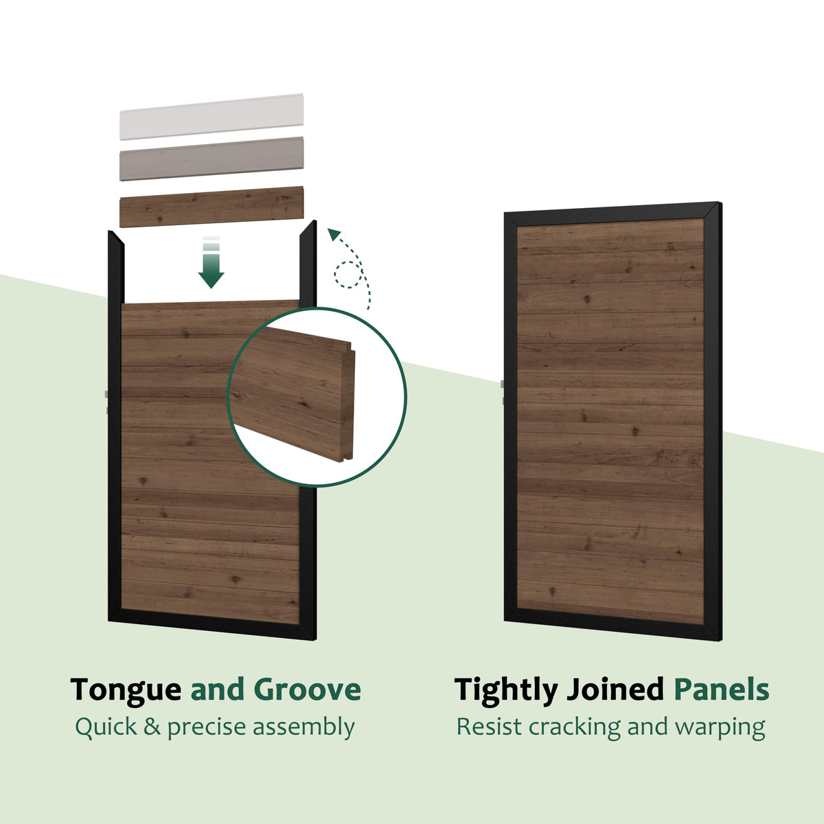 BlueWish 6 x 3 FT Cedar Wood Fence Gate Kit, Board-on-Board Privacy Fence Gate, Aluminum Frame with Security Lock System, Outdoor Garden Yard Complete Gate Kit for Backyard, Pool, Brown