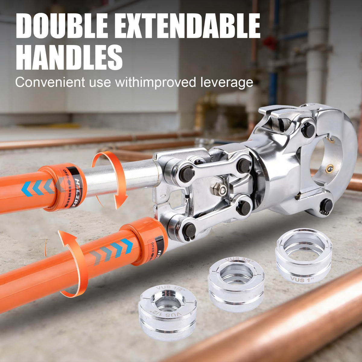 HZLZRZ Copper Pipe and F877 Stainless PEX Crimper Tool, 6-Die Pro Press Kit for 1/2" 3/4" 1" with Pipe Cutter, Dual-Use Handheld Crimping Tool for Plumbing (MCT-1632A)