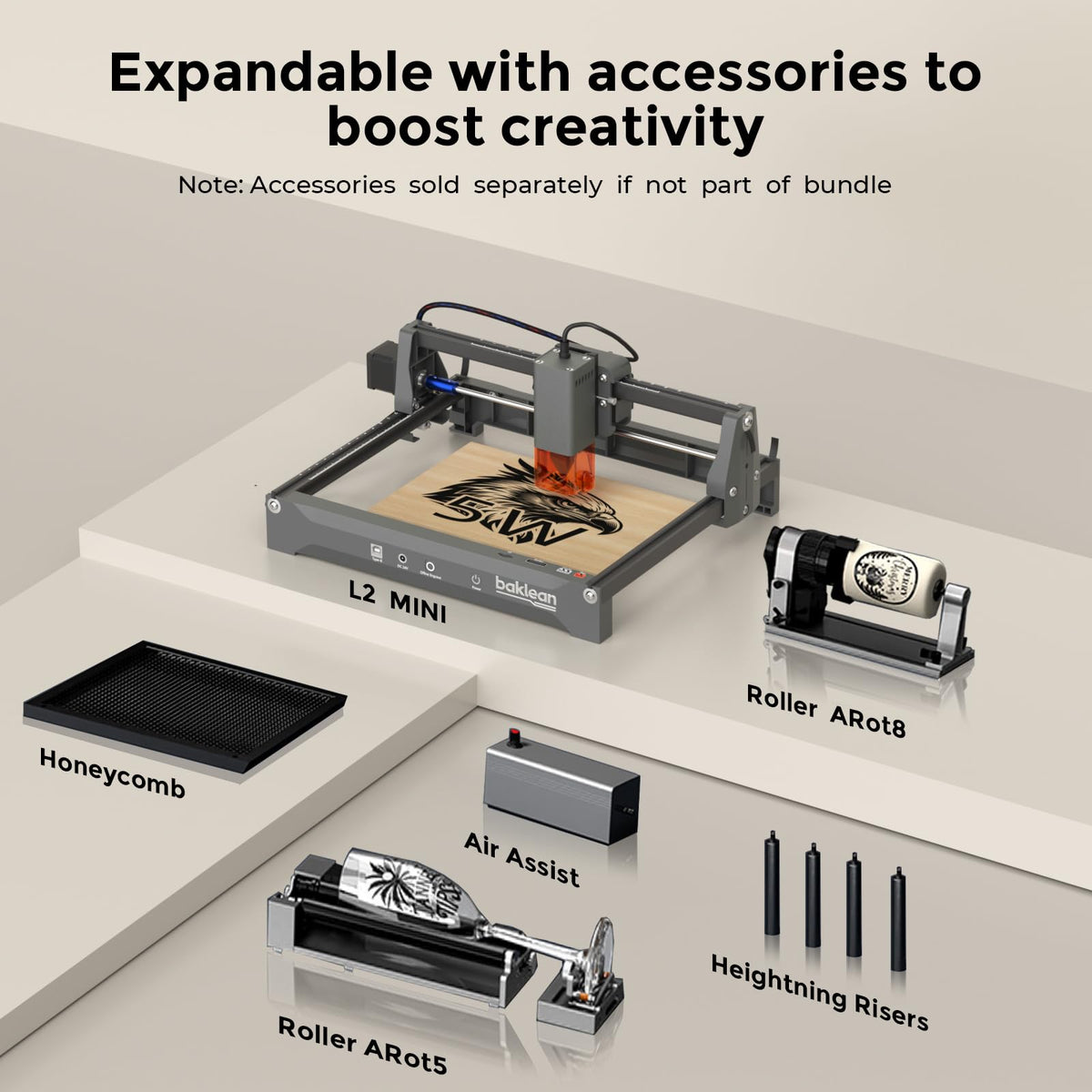 Laser Engraving Machine 10W 10000mW L2 Pre-Assembled Desktop Laser Engraver Cutter ±0.01mm High-Precision Wireless APP Supported for DIY Metal Wood Acrylic Leather Glass Fiber(Class 1) (10W)