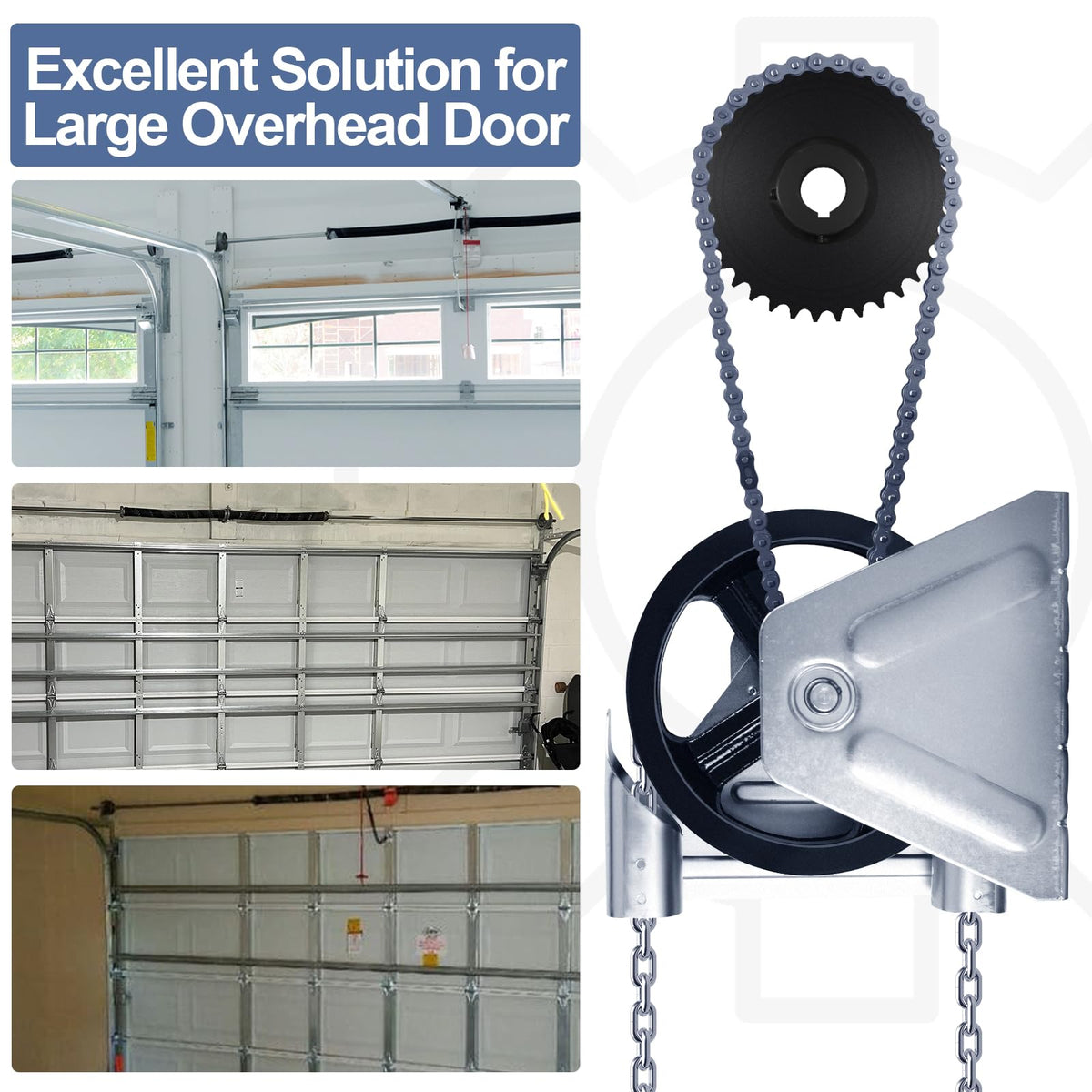 LAJIAOZ Garage Door Chain Hoist - 4:1 Reduced Drive Heavy Duty Hoist for Roll Up Doors and Jackshaft Garage Door Openers