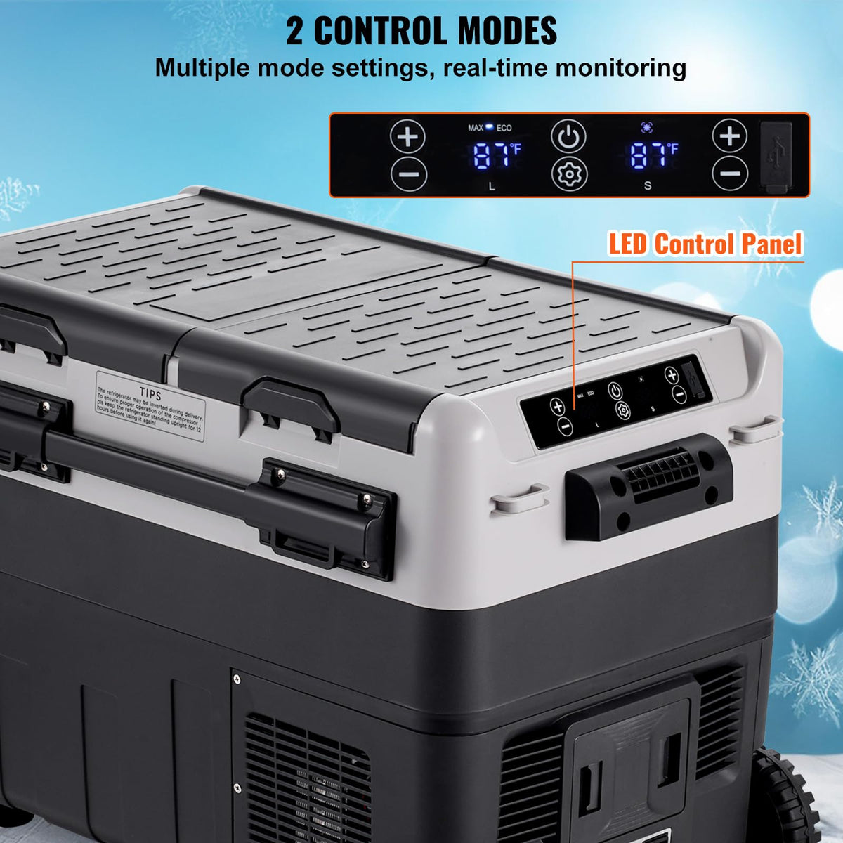 VEVOR Car Refrigerator 50L / 52.8 QT, Dual Zone 12 Volt Compressor Fridge, -4℉ to 68℉ Adjustable, Portable Freezer Cooler for Car, RV, Camping, Home