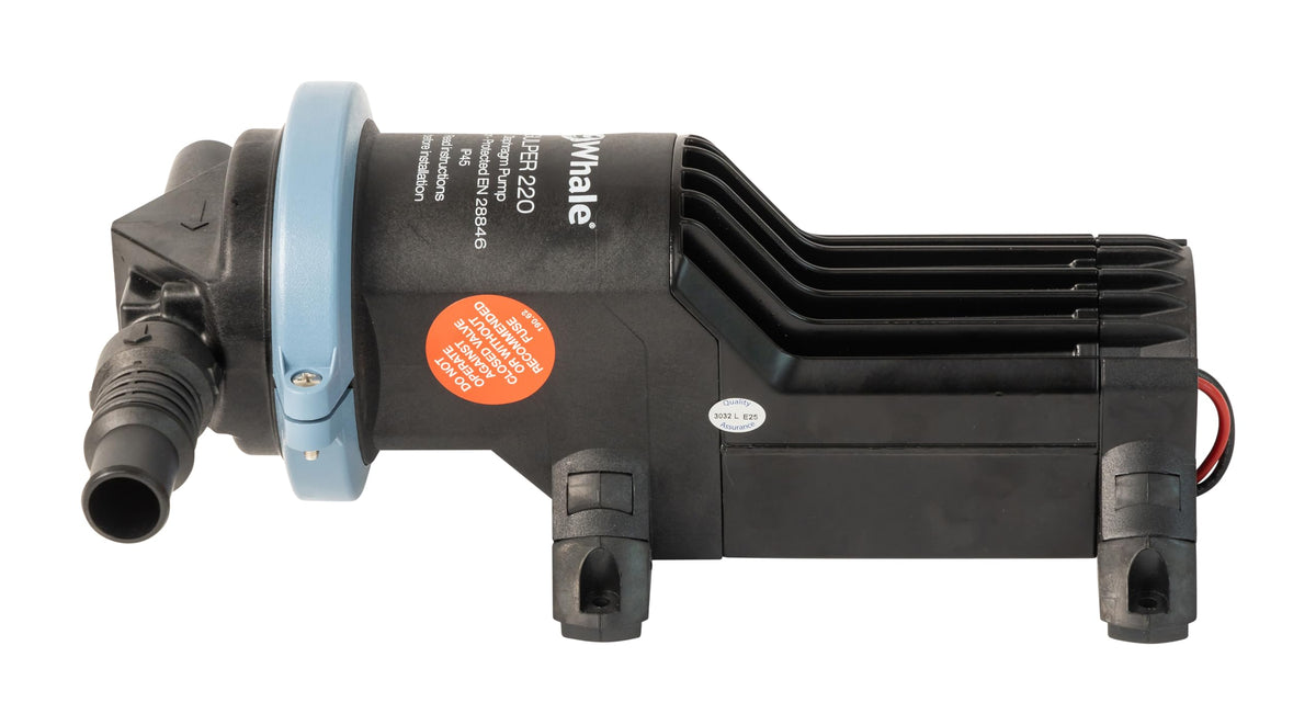 Whale BP1552 Gulper 220 Pump, Manages Gray Waste, 3.5 GPM Flow Rate, 12V DC, ¾-Inch Hose Connections, Black