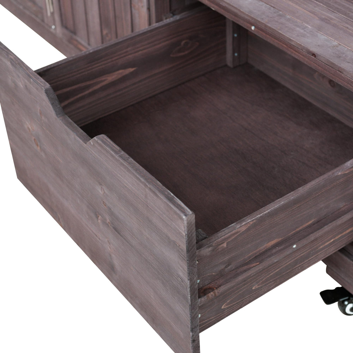 Merax 80.5" Outdoor Kitchen Island for Big Green Egg& Blackstone Griddle,Solid Wood Grill Cart Table with Stainless Steel Top,Drawer for Large Big Green Egg and 21"/28" Blackstone Griddle,Dark Brown