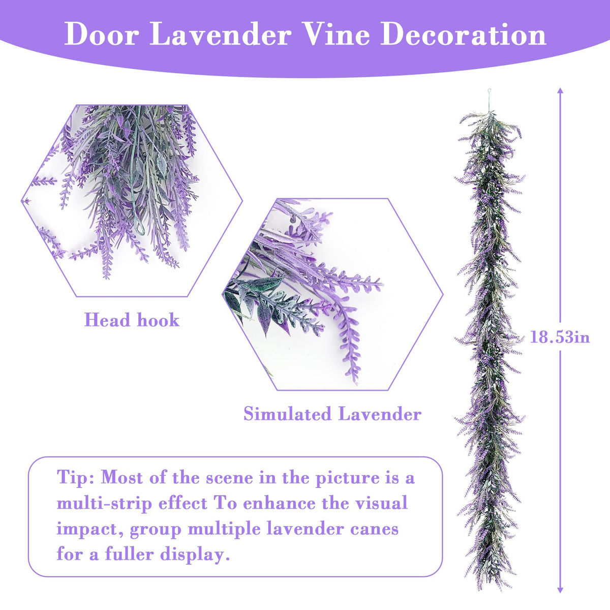 6Ft Lavender Purple Artificial Garland All Year Lavender for Wedding Mantle Spring Summer Garland Indoor Outdoor Home Farmhouse Party Stair Table Window Home Decoration