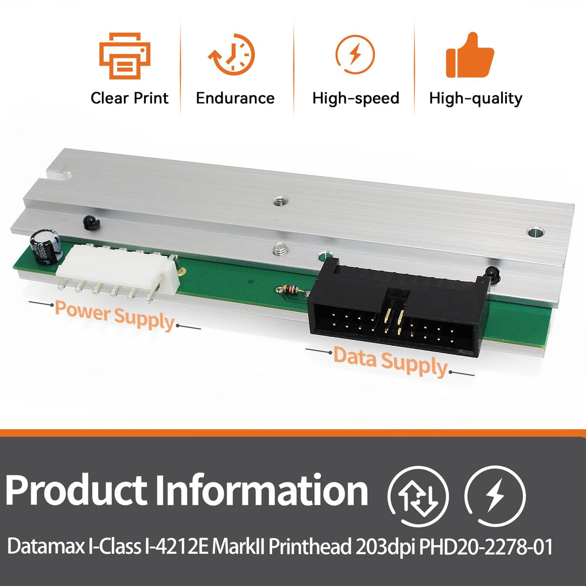 GETPARTS PHD20-2278-01 New Printhead for Datamax I-Class I-4212E MarkII Thermal Barcode Printer OEM Replacement 203dpi