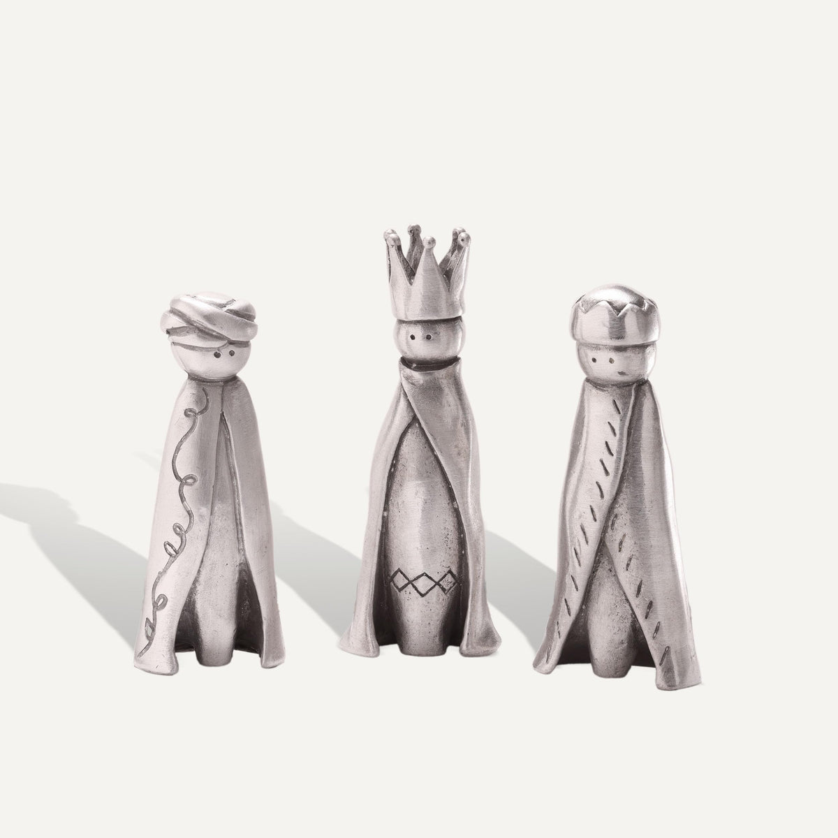 LISA LEONARD DESIGNS Pewter Three Wisemen Nativity Figurine Set Kings Nativity Set Holiday Ornament Figurines Christian Gift