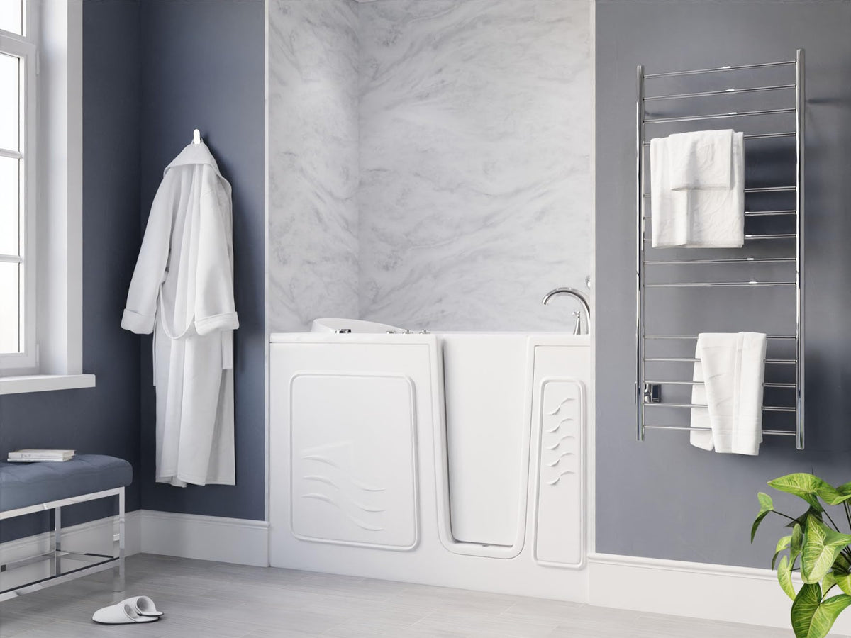 ANZZI Walk-In Tub, 30 x 53 in, Right Drain, Air & Whirlpool Jets, 110V