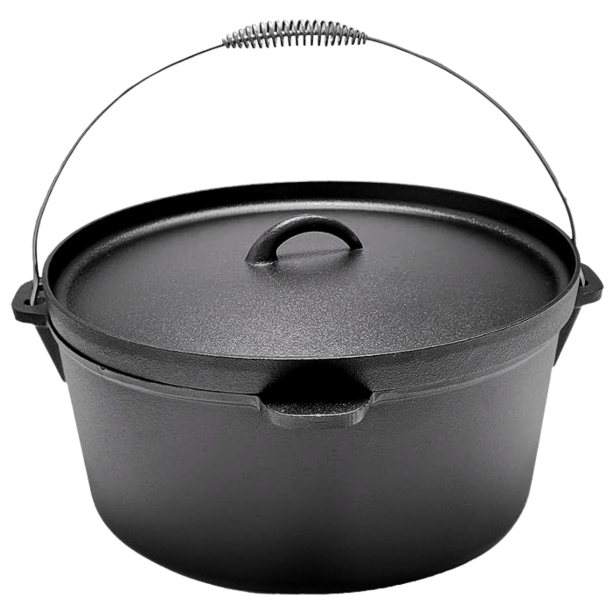 Cuisiland 20QT Cast Iron Dutch Oven with Lip Lid & Bail Handle – Extra Large Pre-Seasoned Campfire Pot for Outdoor Cooking, Baking, Roasting & Stews – Heavy-Duty Cookware for Camping & Backyard Use