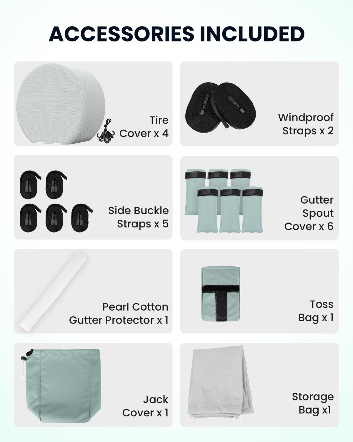 ALBINA 300D Oxford Travel Trailer RV Cover, 22-24" Waterproof Tearproof Windproof Camper for Winter Snow With Zipper Door, Jack Cover, 4 Tire Covers and Wind Protector Straps