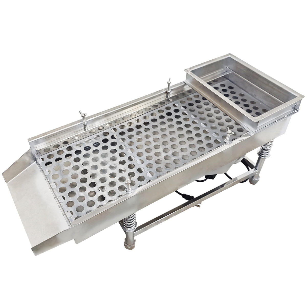 TECHTONGDA Straight Vibrating Sieve Screen Shaker Electric Linear Sifter Machine Stainless Steel One Layer One Motor 20mm Screen Size 11.8×29.5inch 110V
