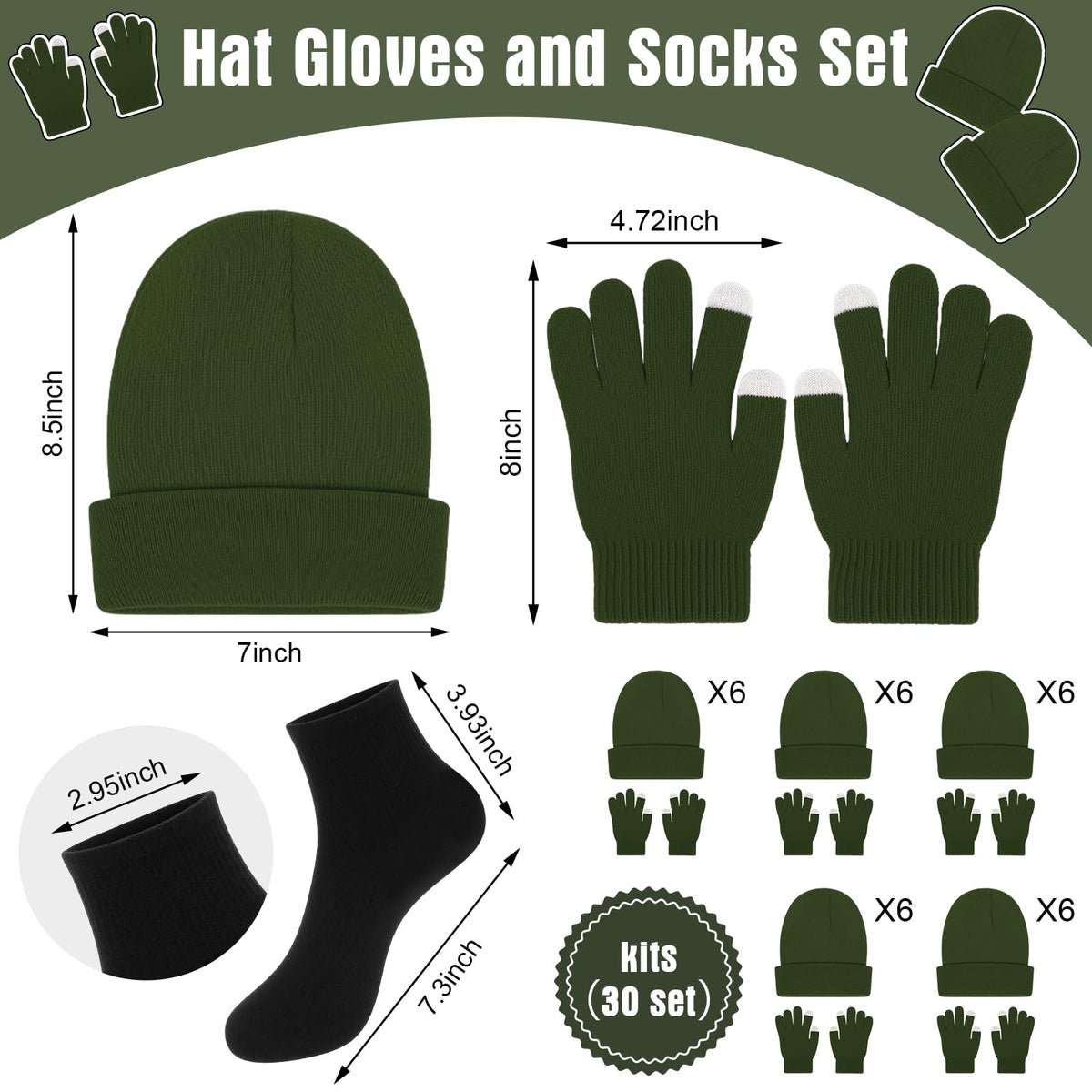 Chicingyou 120 Pcs Homeless Care Package Supplies Bulk Winter Emergency Thermal Blankets Warmer Beanie Socks Touchscreen Gloves for Men Women Cold Weather Outdoor Survival Kits (Green,Black)