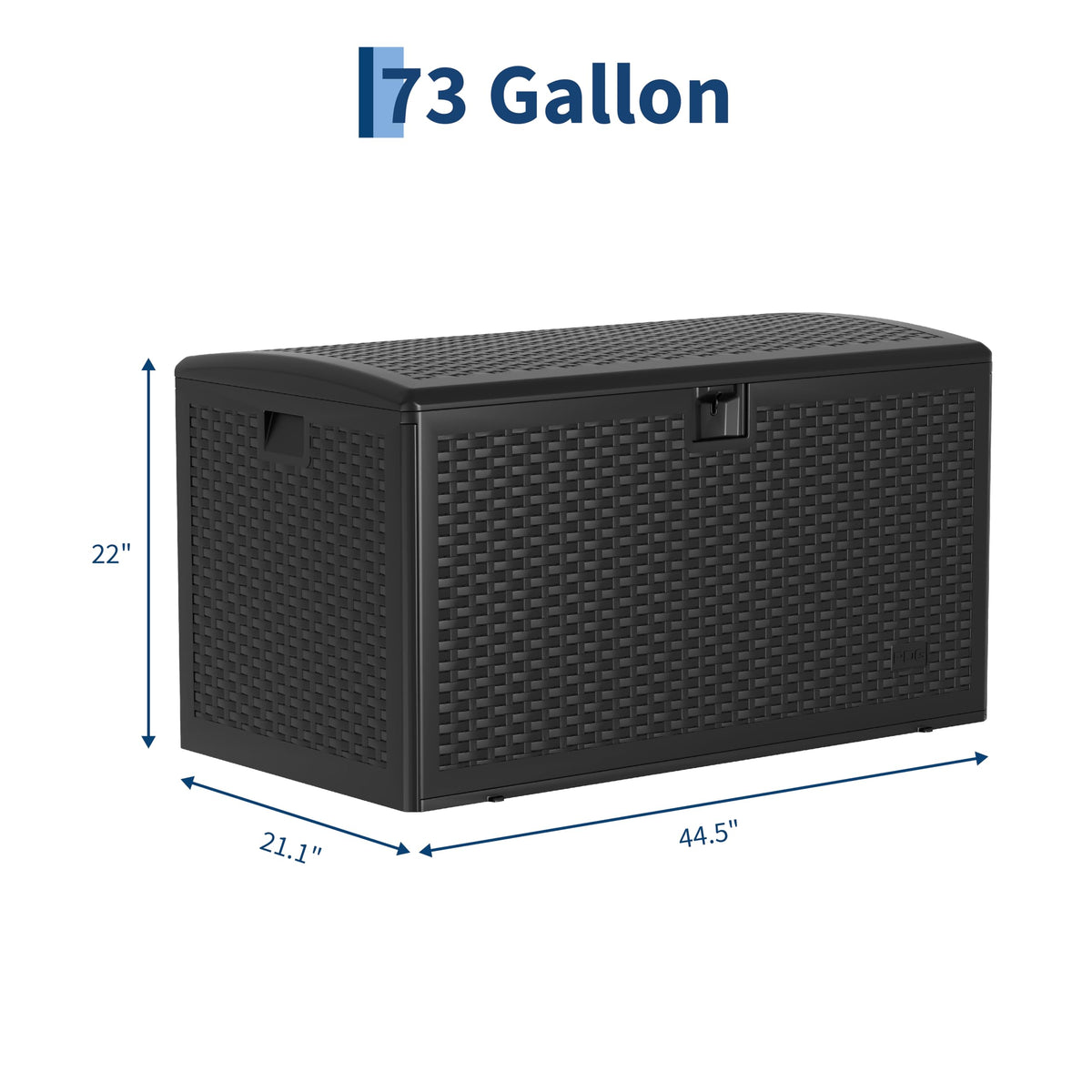 73 Gallon Waterproof Large Resin Deck Box Indoor Outdoor, Lockable Storage Container for Patio Furniture Cushions, Throw Pillows, Garden Tools, and Pool Floats, Black