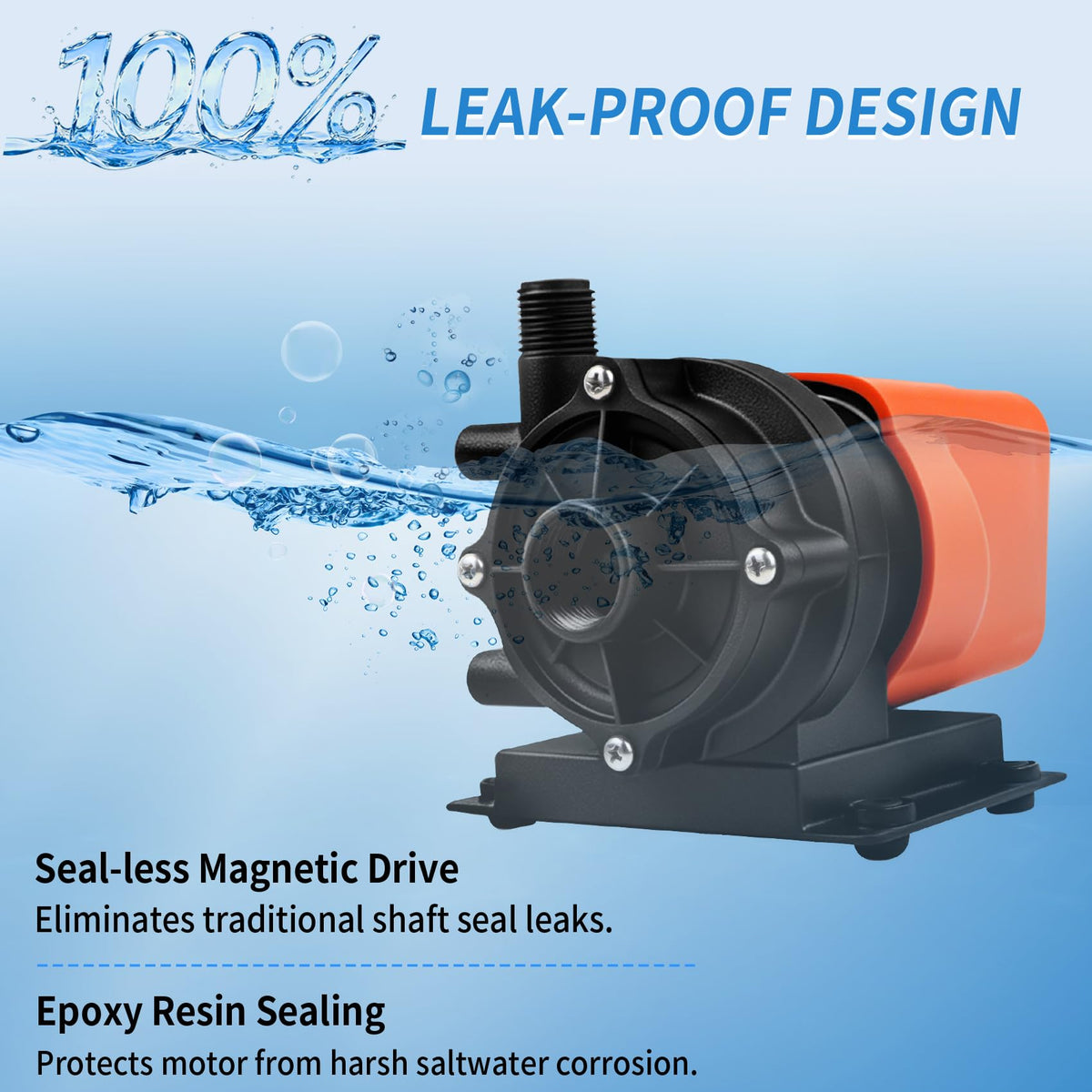 Marine AC Pump 500GPH 115V, Marine AC Water Pump, Magnetic Drive Seawater Circulation Pump Compatible with Dometic, Webasto, Cruisair and Marine Air Systems up to 24000 BTU, with Run-Dry Protection