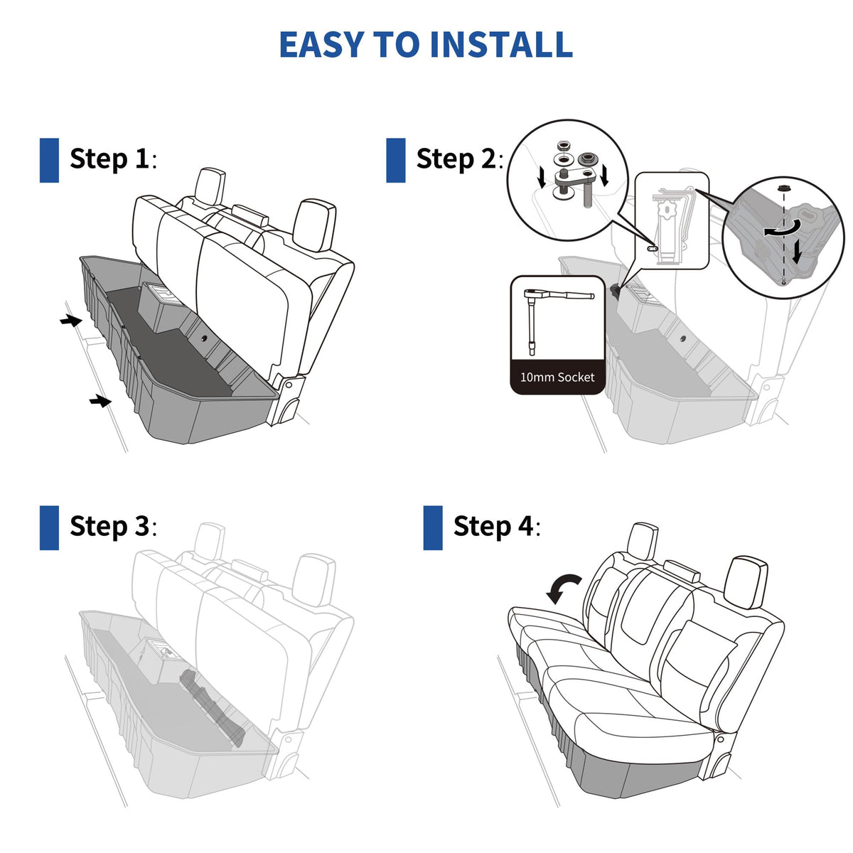 oEdRo Upgraded Under Seat Storage Box Fit with 2019-2026 Chevy Silverado/GMC Sierra 1500, 2020-2026 Silverado/Sierra 2500HD 3500HD Double Cab & Crew Cab, 2-in-1 Underseat Storage Black Tool Box
