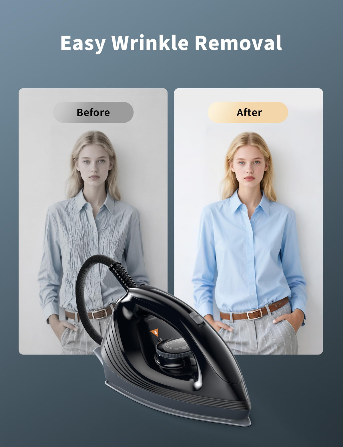 Sundu Steam Iron for Clothes with Rapid Heating Ceramic Coated Soleplate, 1500W with Precise Thermostat Dial, Self-Cleaning, Auto-Off, 44oz Water Tank for Home Clothes Ironing Use,Space Black
