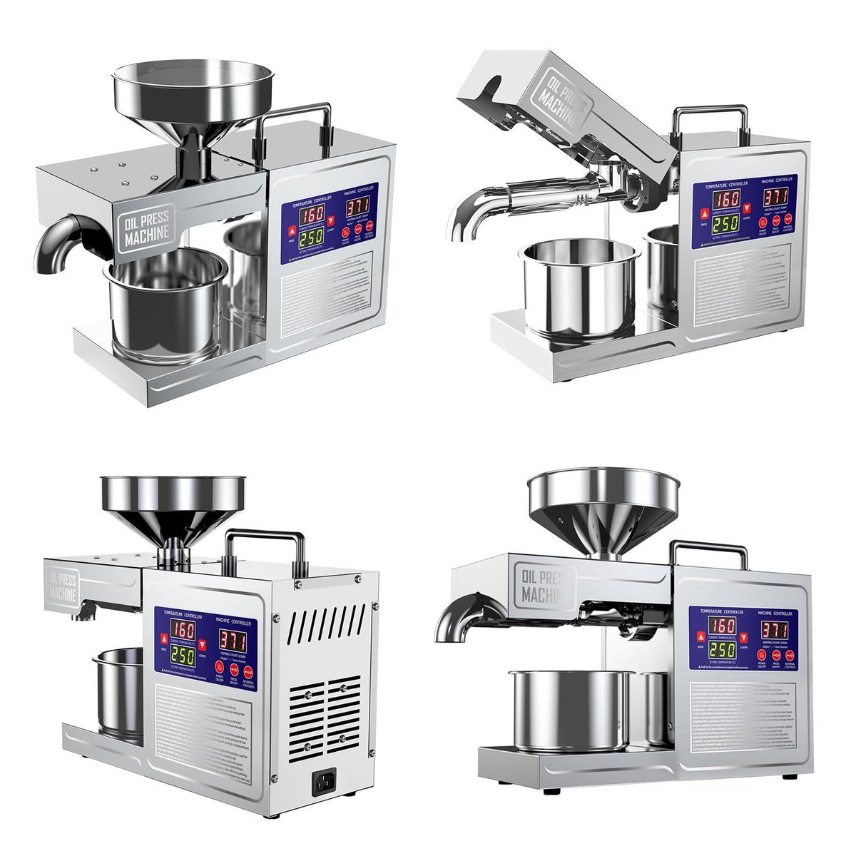 DITOSH Oil Press Machine Oil Extractor Commercial Automatic Stainless Steel Cold Press Oil Machine Electric Seed Oil Maker Silver Oil Pressure Machine for Home Use 820 W 110 V US Plug