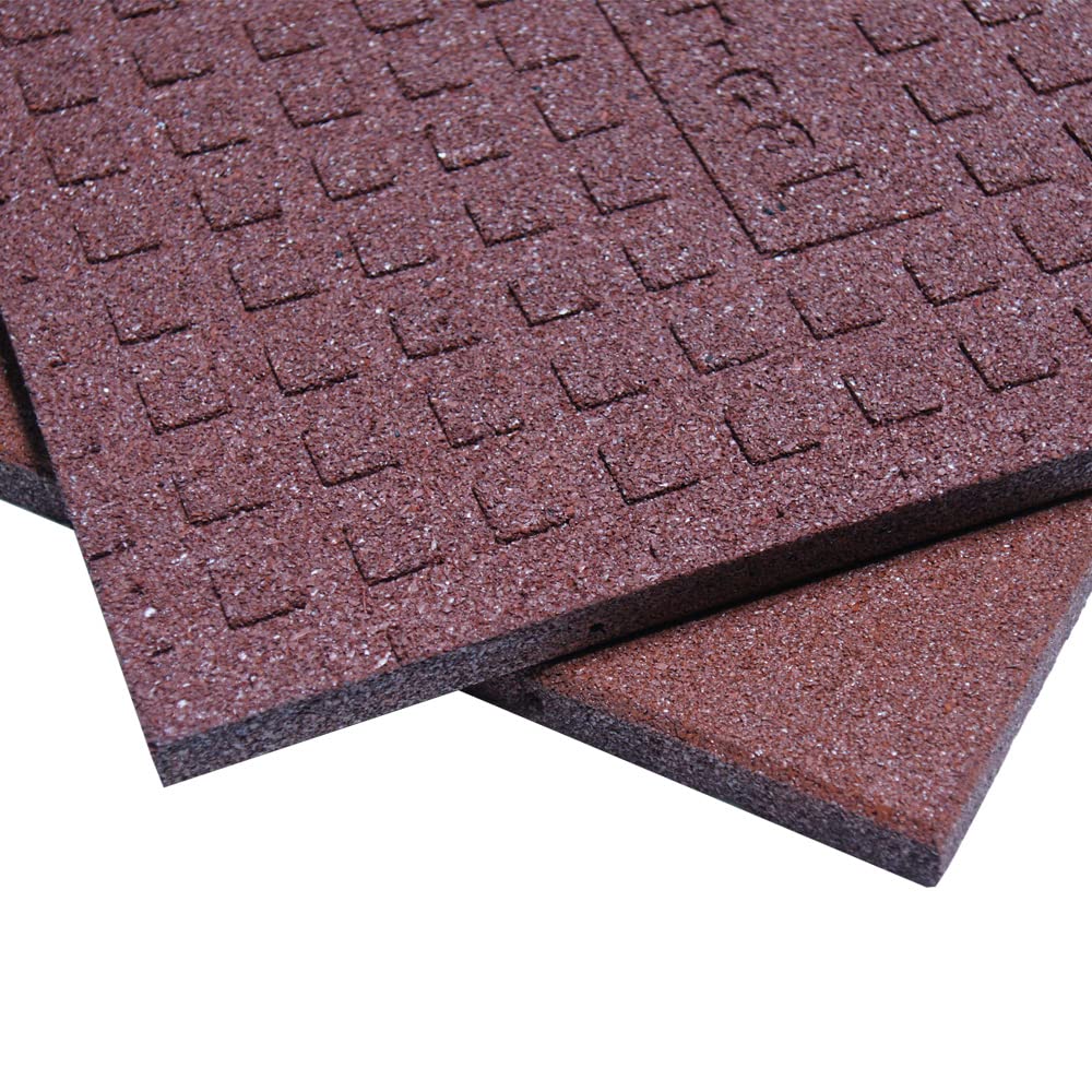 Rubber-Cal Eco-Sport Interlocking Tiles - 1 x 19.5 x 19.5 Inch - 6 Pack - 15.84 Square Feet Coverage - Terra Cotta