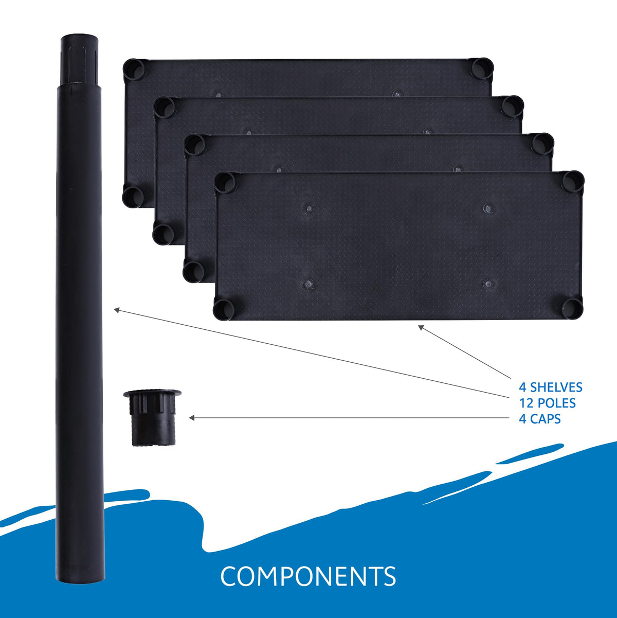 Iceberg Rough 'N Ready 4-Shelf Open Storage Shelving System, 32” W x 54” H, 13”D, Black