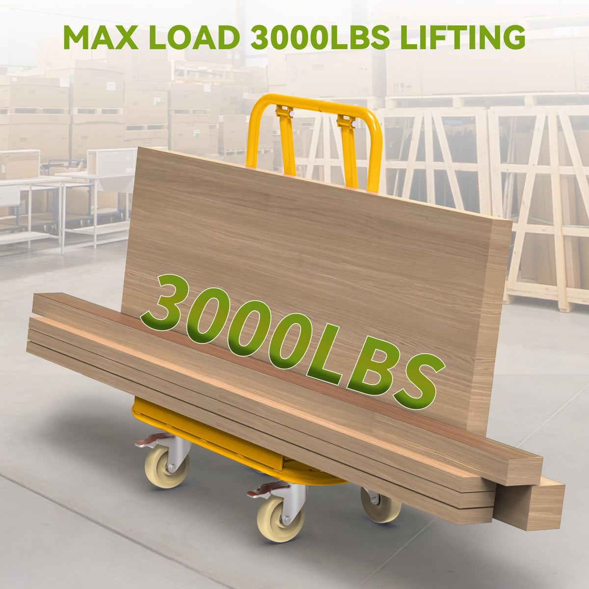 AUTOSAVER88 3000lbs Heavy Duty Drywall Cart, Drywall Sheet Cart, Heavy Duty Panel Dolly with 360° Swivel Wheels for Wall Panel, Sheetrock, Wood Panel, Ideal for Garage, Warehouse(45.3"L×22.4"W×46"H)