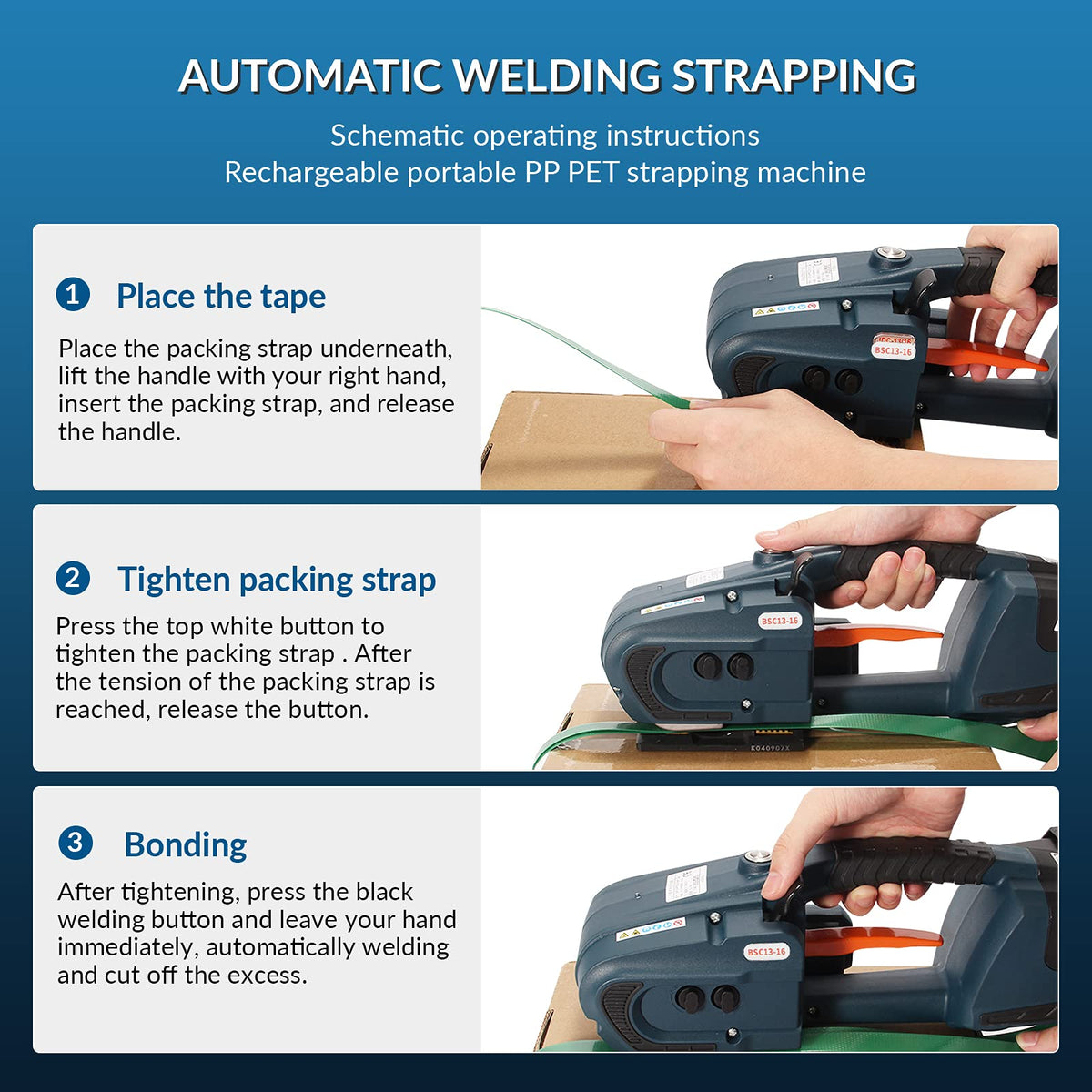 BAOSHISHAN Dual 4000mAh Automatic Electric Strapping Machine