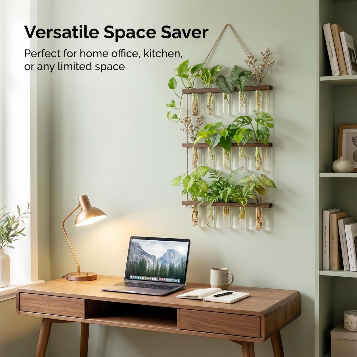 Unijoy Glass Hanging Plant Propagation Station - 3-Tier Wall Planter with Hydroponic Tube Vases - Stylish Indoor Terrarium for Tiny Home Office Decor & Ideal Gift for Plant Lovers