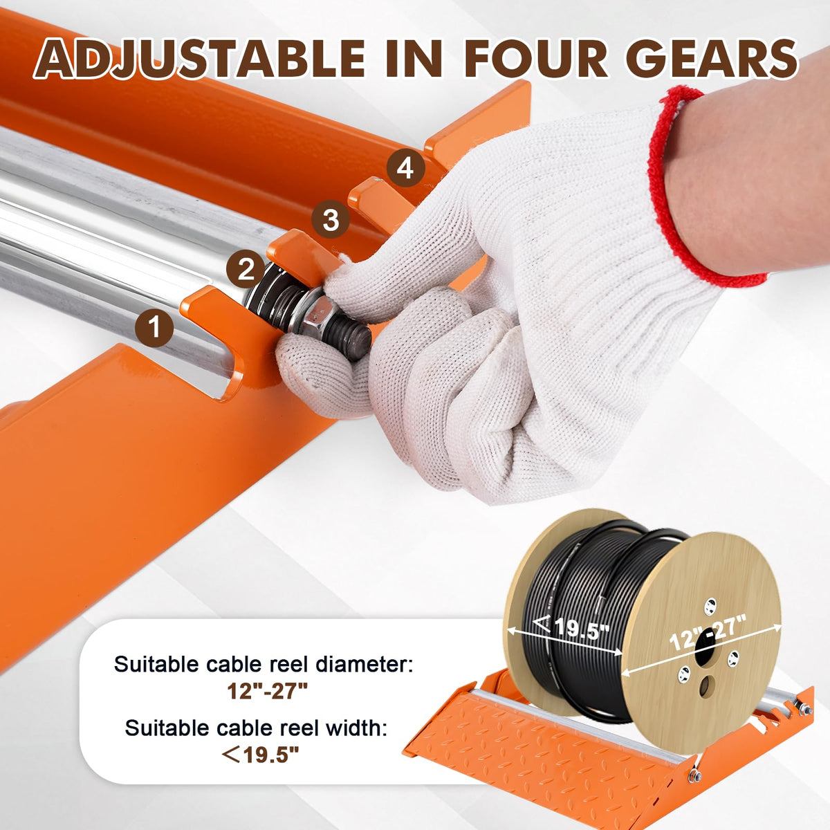 Cable Dispenser Portable Multi Purpose Wire Reel Holder - 1100lb Heavy Duty Capacity for 12"-27" Diameter Reels | Cable Roller Stand