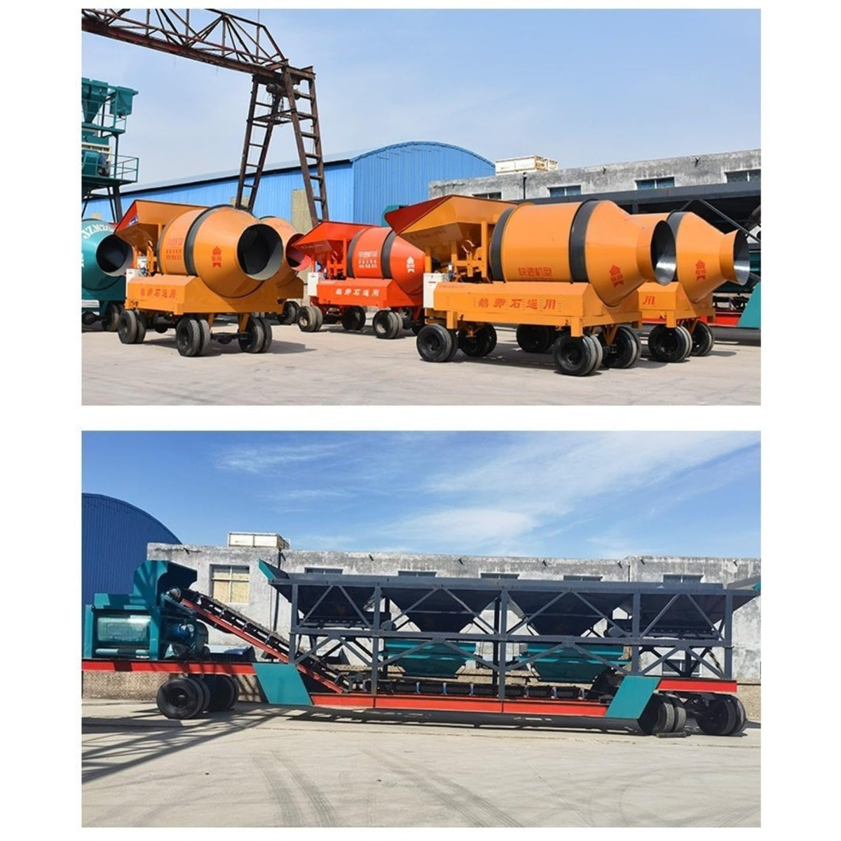 Mobile Aggregate Batching Plant, Portable Cement Mixing Station with Control System and Discharge Structure, Compact Concrete Mixer Unit