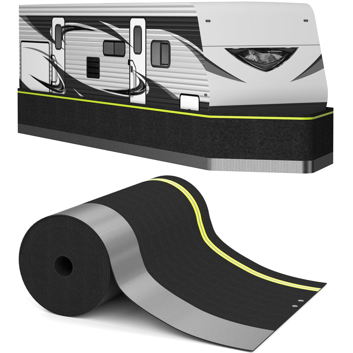 RV Skirting for Winter - Heavy Duty Insulated Camper Skirt for Travel Trailer, 5th Wheel, Motorhome & Class A/B/C, Windproof Bottom Cover with Lock Cable, Black (59ft x 2.6ft)