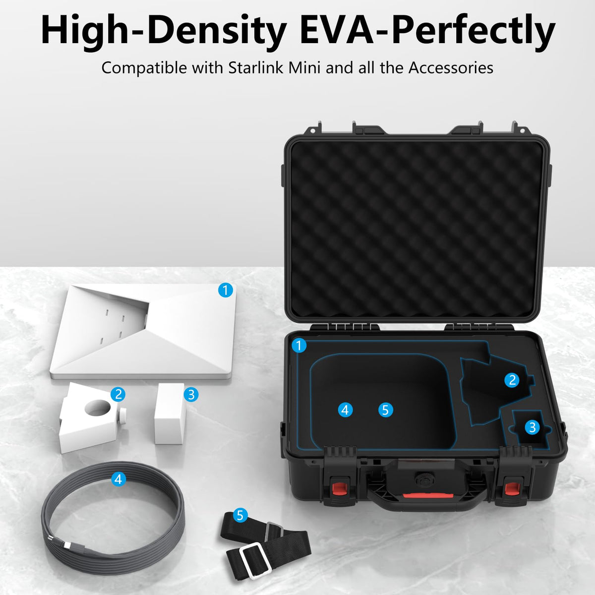 MEKEET Starlink Mini Case, Waterproof Hard case Fits Star Link Mini Dish, Portable Shoulder Dual Carry Options with Precision Cut Foam For Starlink Accessories,Ideal for Travel and Camping