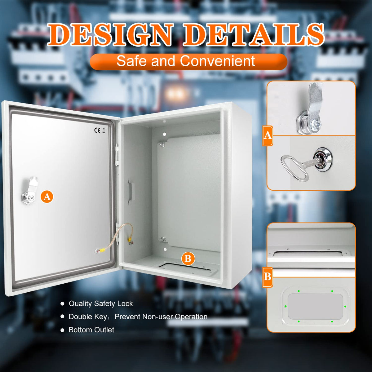 Kinchoix Outdoor Electrical Box 20 x 16 x 8'' Nema 4X Enclosure Weatherproof Electrical Junction Box Waterproof Electrical Enclosure Lockable Junction Box