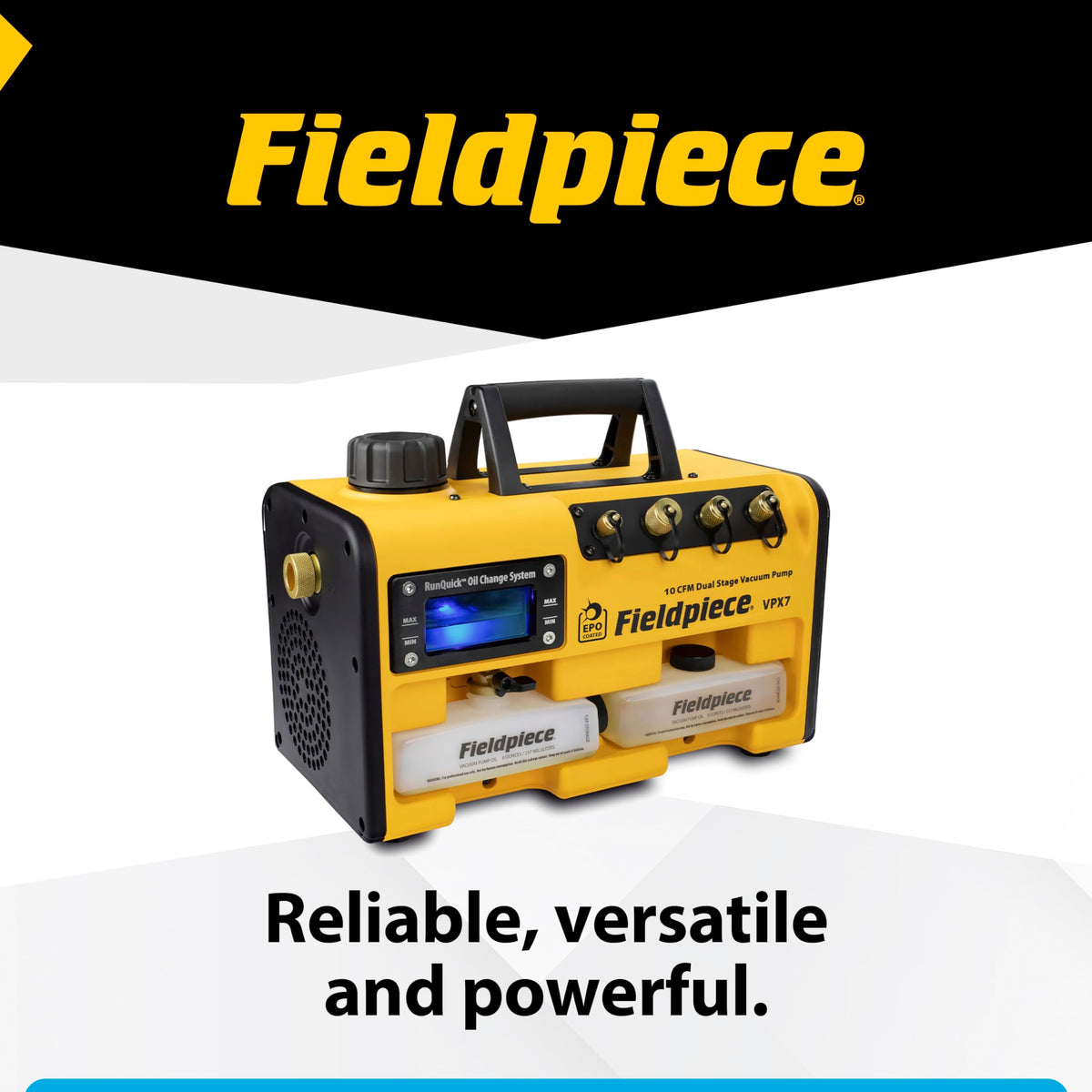 Fieldpiece VPX7 Vacuum Pump – 10 CFM, ¾ HP DC Motor, RunQuick Oil Change System – Portable - Professional HVAC Tool - A2L Compatible