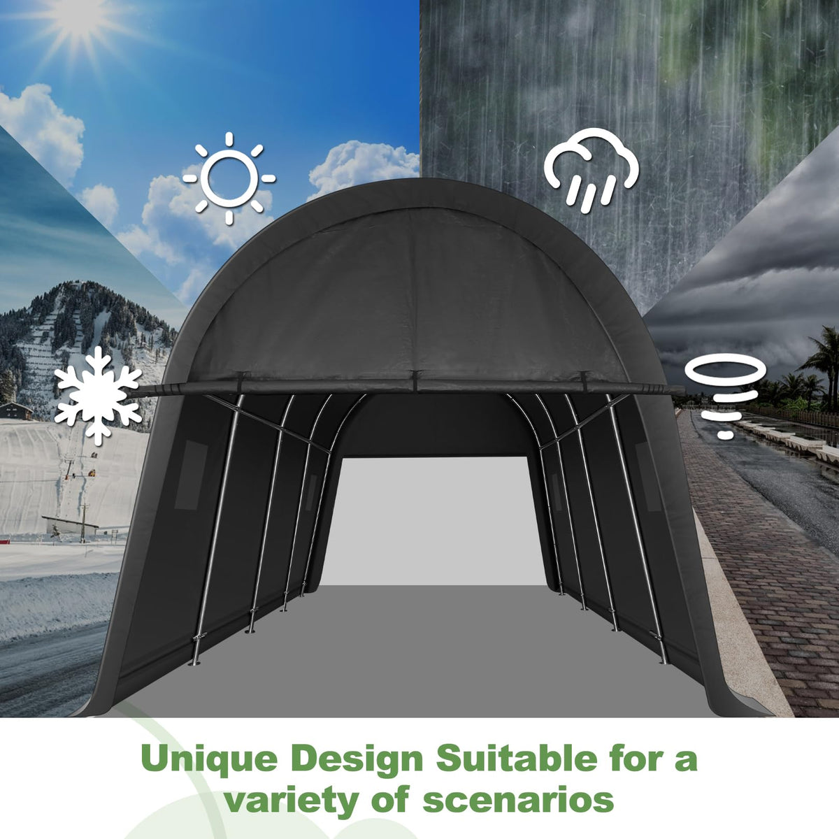 COBIZI Carport Canopy 12x20 Heavy Duty Portable Garage, All-Season Portable Car Ports & Outdoor Storage Shed, Galvanized Frame Vehicle Shelter with Removable Doors and Vents