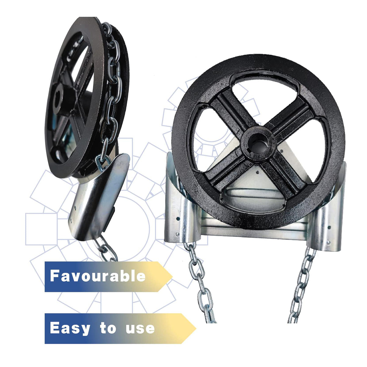 LAJIAOZ Garage Door Chain Hoist - 1:1 Reduced Drive,4000 Direct Drive Heavy Duty Hoist for Roll Up Doors and Jackshaft Garage Door Openers