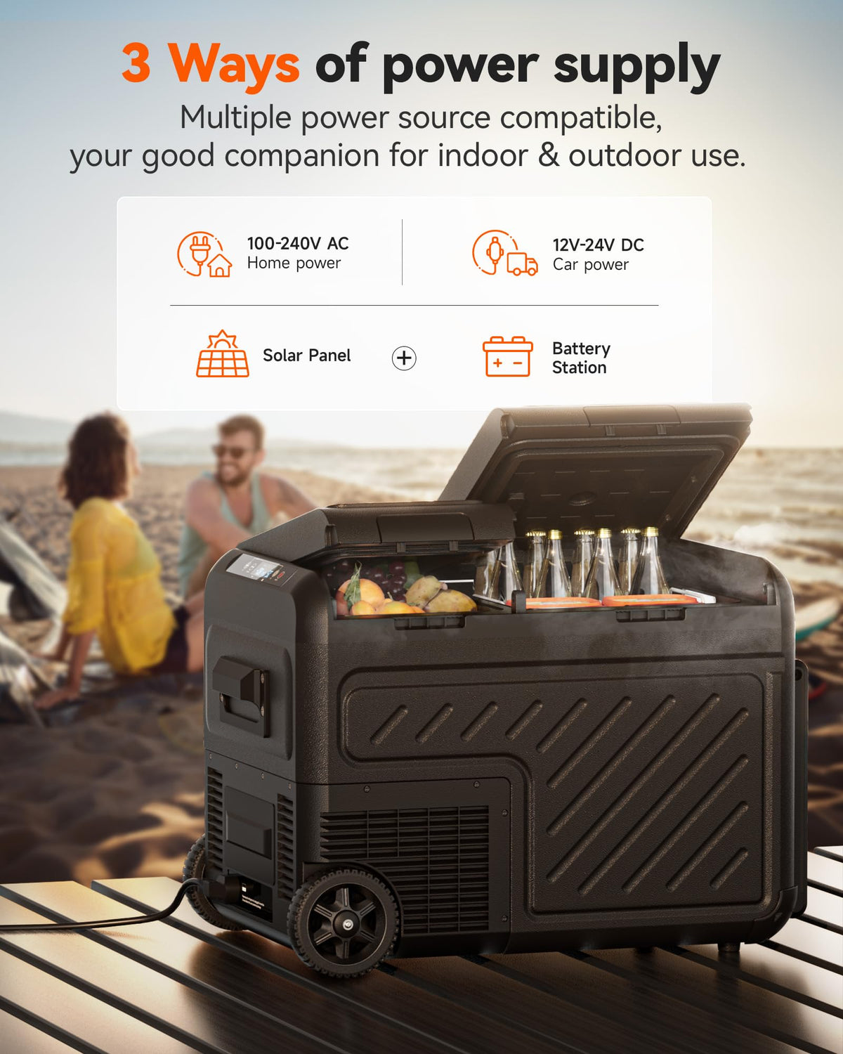 WOLFBOX 12V Car Refrigerator, 49 Quart Dual Zone Car Fridge, Portable Freezer(-8℉~68℉) with 12/24V DC 100/240V AC, APP Control Electric Cooler for Car, RV, Camping, Travel and Home Use