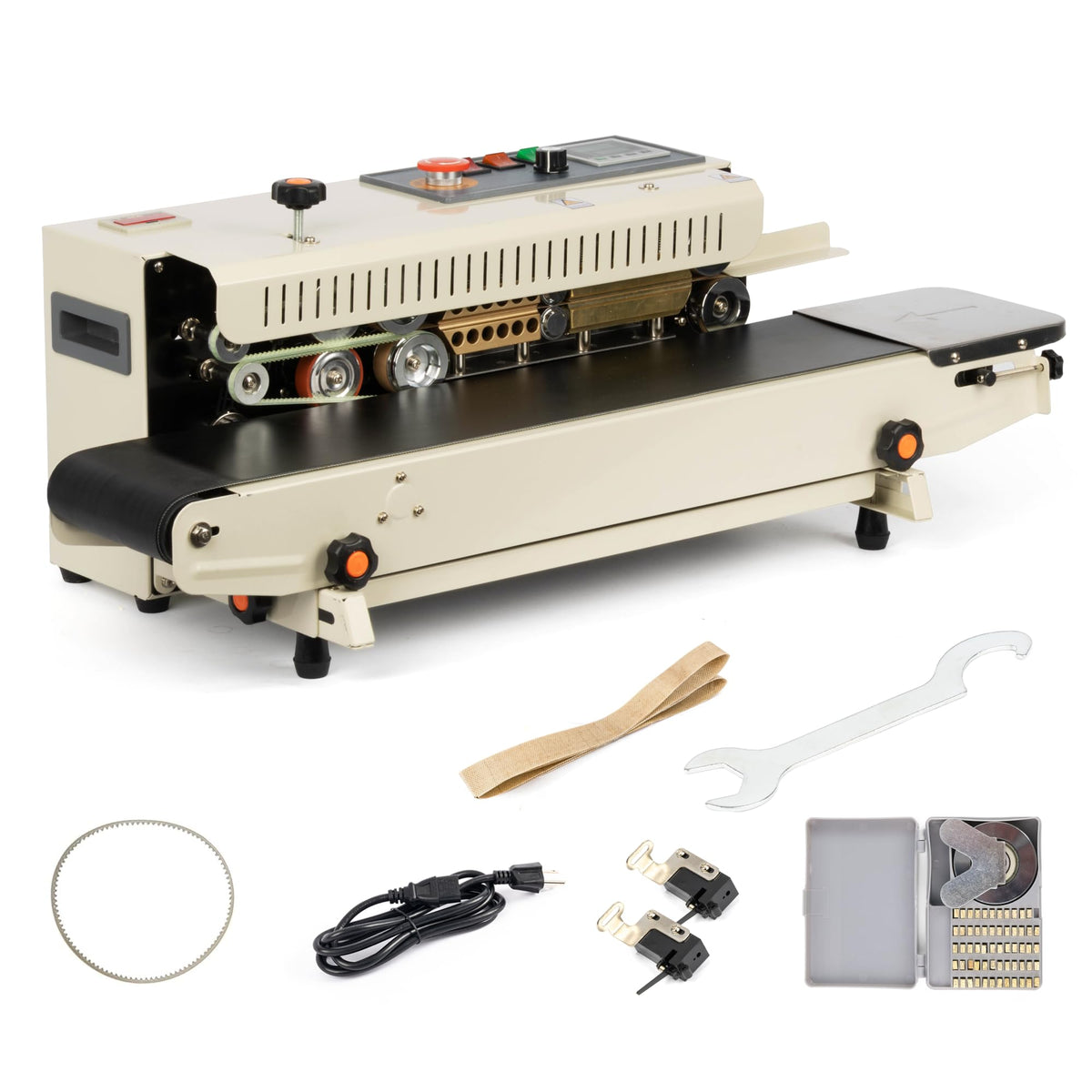 U.S. Solid Continuous Bag Band Sealer Sealing Machine, Automatic Horizontal Band Sealer with Digital Temperature Control for 0.02-0.08mm PVC Bags Films Stamp Coding