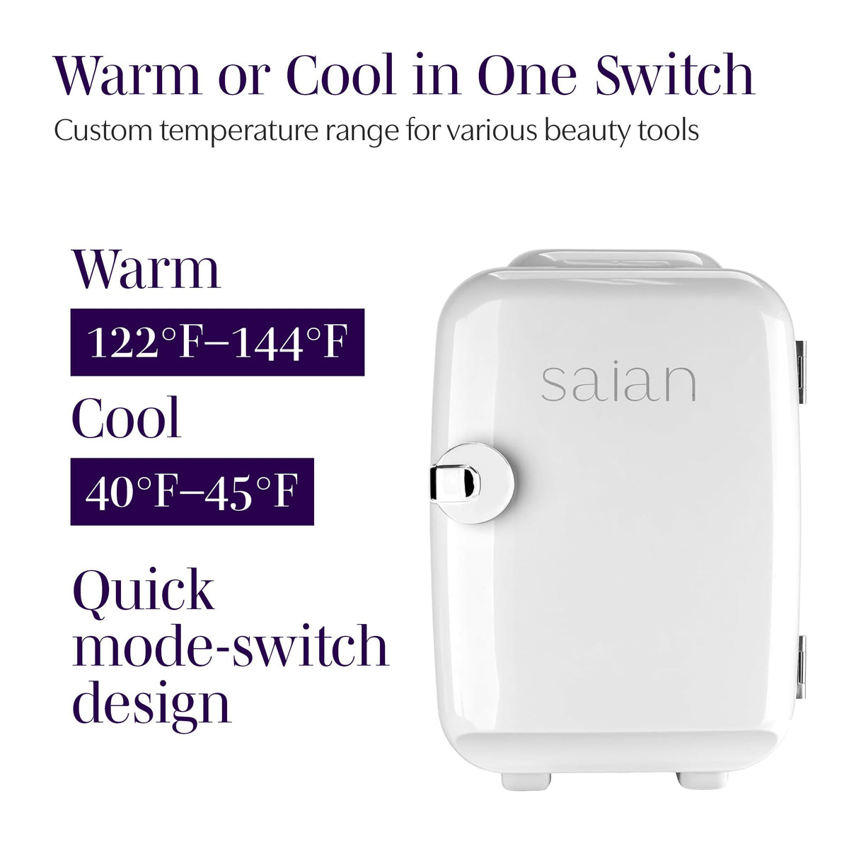 Saian Esty Fridge for Skincare Products - Compact 4L Portable Mini Fridge with Quiet Dual Cooling and Warming for Beauty Tools - Ideal for Desktop, Office or Countertop Use in Home, Spa or Studio
