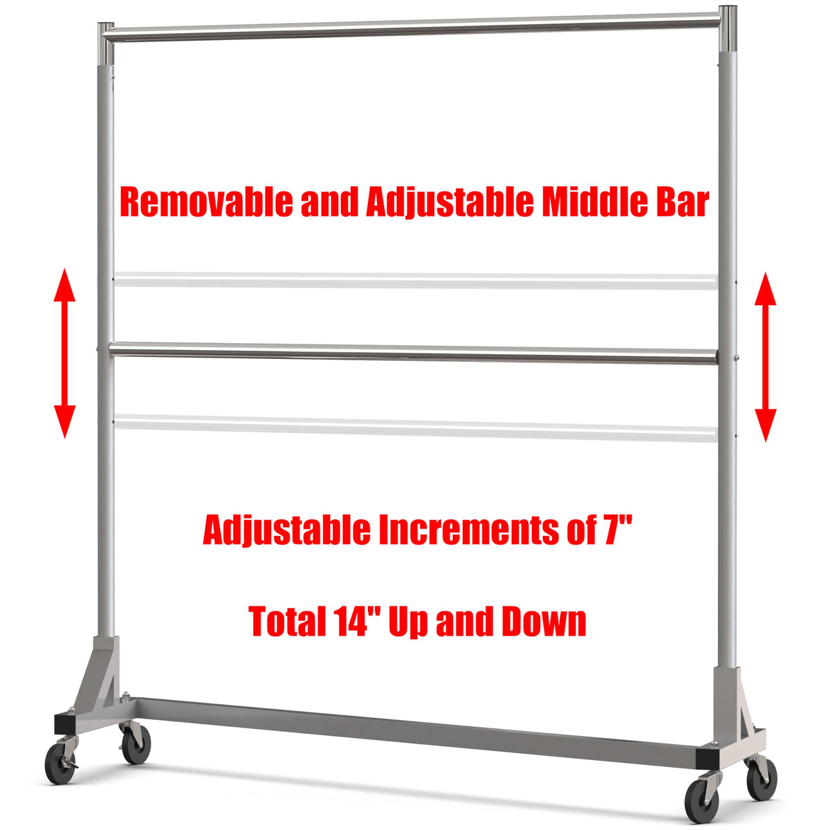Simple Houseware Commercial Grade Z-Base Double Rod Garment Rack, 600lb Load, 63 inch, Silver