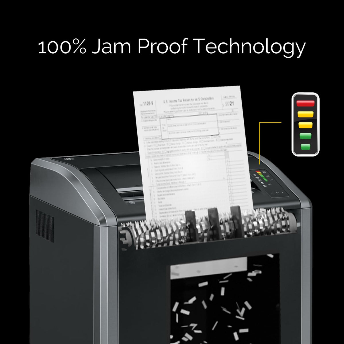 Fellowes Powershred 485i 100% Jam Proof Commercial Grade 38-Sheet Strip-Cut Paper Shredder, TAA Compliant (38480)